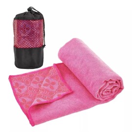 None and/or Unknown Non-Slip Yoga Towel with Carrying Bag - Pink Microfiber for Yoga and Fitness