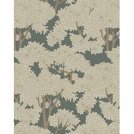 HomKihapai Tree Wallpaper Peel and Stick Wallpaper Forest Wallpaper Jungle Wallpaper Green Wallpaper Waterproof Wallpaper for Bathroom Mural Wallpaper Self Stick Wallpaper (Sage, 17.7in x 32.8ft)