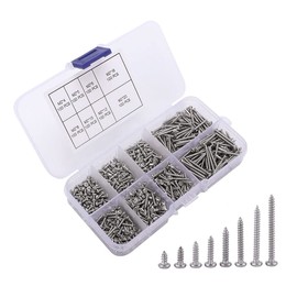 VooGenzek Pack of 800 Silver Self-Tapping Screws, Pan Head Tapping Screws, Phillips Screws, Carbon Steel Screws with Plastic Box, for Plastic, Wood, Soft Metal M2