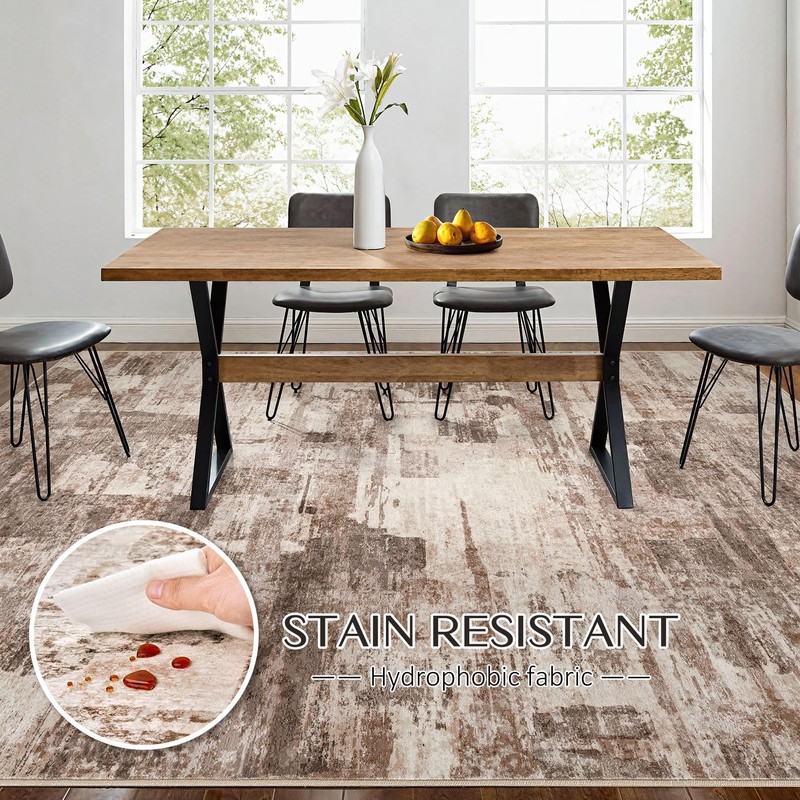 Abstract Living Room Rug 9x12 - Modern Washable Soft Thin