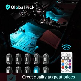 Remote Control Car Footwell Light, USB Rechargeable RGB LED Light, Waterproof Car Interior Decoration Light, Suitable for Cars, Motorcycles, SUVs, Pickups, Car Accessories, Boyfriend Gift:_Multiple Colors_4 pcs, colorful, remote control