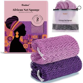 CORATED Esponja de Red Africana Auténtica, Esponja Exfoliante de Baño, Exfoliante Corporal para Uso Diario, Accesorios de Baño Portátiles de Viaje, Regalos de Spa.