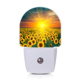 Axxitude Sunflower Field Sunset Night Lights Plug into Wall for Girls Boys Room,Night Light LED Lamp Dusk to Dawn Sensor Round Lamp for Bedroom Bathroom Hallway Home Wall Decor Nightlight