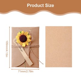 4 Piece Greeting Card Set Blank Handmade Retro Kraft Paper Card and Envelope Blank with Dried Flowers for Thanksgiving Day Valentine's Day Mother's Day