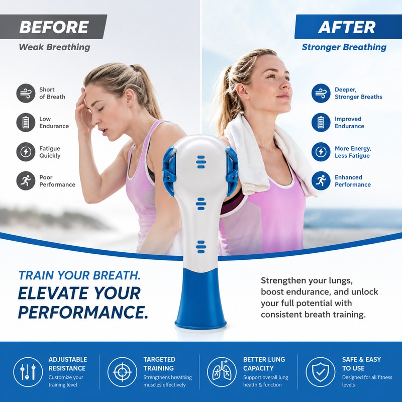 Adjustable Breathing Trainer for Breath Control – ABS Respiratory Exercise
