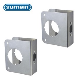SUMBIN Door Guard Reinforcer 1-3/8" Thick with 2-3/8" Backset 2-1/8" Bore in Stainless Steel Finish 2PCS