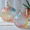 Danmu 1Pc Colorful Glass Storage Jar with Lid Candy Cookie