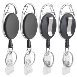 GOGO Retractable Key Fob Badge Yo-Yo Key with Roll Strap Clip and Key Ring Pack of 4