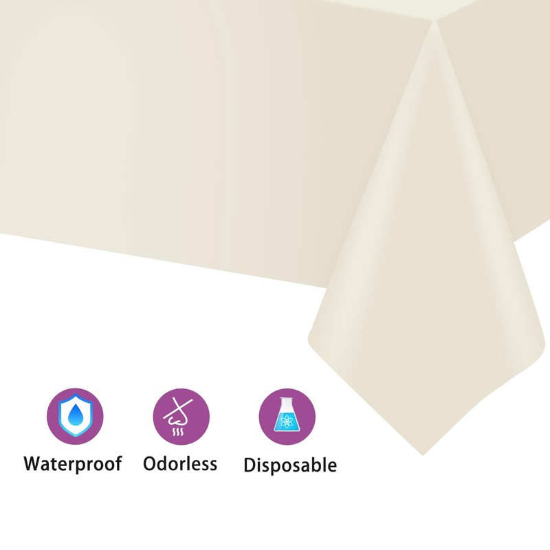 Kopokita 12PCS Ivory Plastic Tablecloths 54 x 108 Inch, Disposable