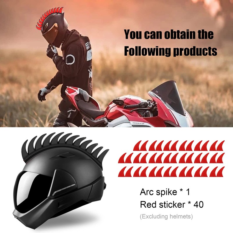 Giilayky Reflective Motorcycle Helmet Mohawk Spikes Rubber Camber Saw with