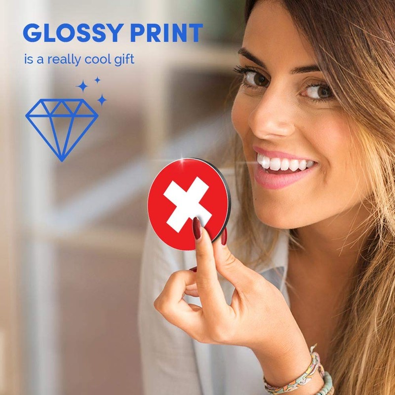 1 x Round MDF Magnet - Switzerland Flag Map Swiss