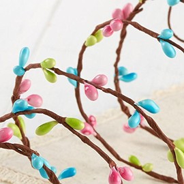 Factory Direct Craft 6 Foot Single Vine Pink, Green and Aqua Pip Berry Roping Garland - 1 Garland
