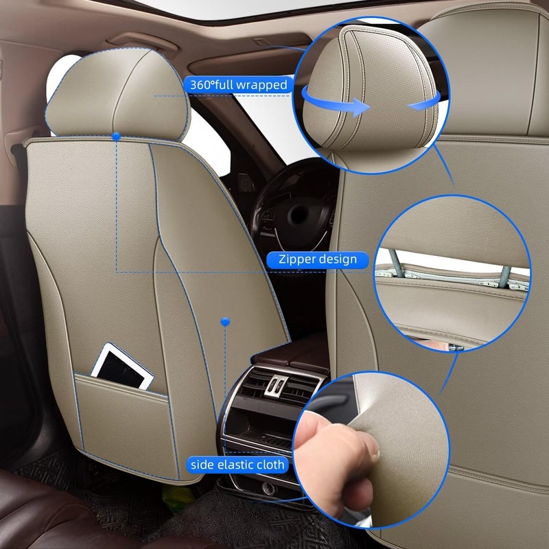 DISUTOGO Front Seat Covers for Ford Fusion 2010-2020: Leather Seat