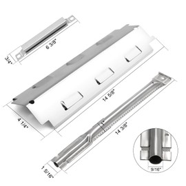 Grill Replacement Parts for Charbroil 463230515, 463230512, 463230513, 463230514, 463239915, 463230511 Models, Stainless Steel Grill Heat Plate Tent Shield, Pipe Burner Tubes and Crossover Tubes.