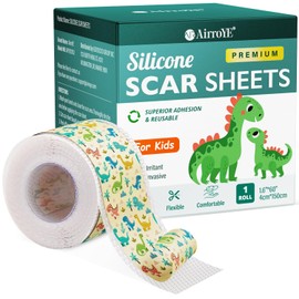 Hojas de cicatrices de silicona para cicatrices de niños: cinta de silicona para cicatrices de dinosaurios (rollo de 1.6 x 60 pulgadas - 4.9 ft) - Hojas de cicatrices de silicona de grado médico para cicatrices quirúrgicas y queloides