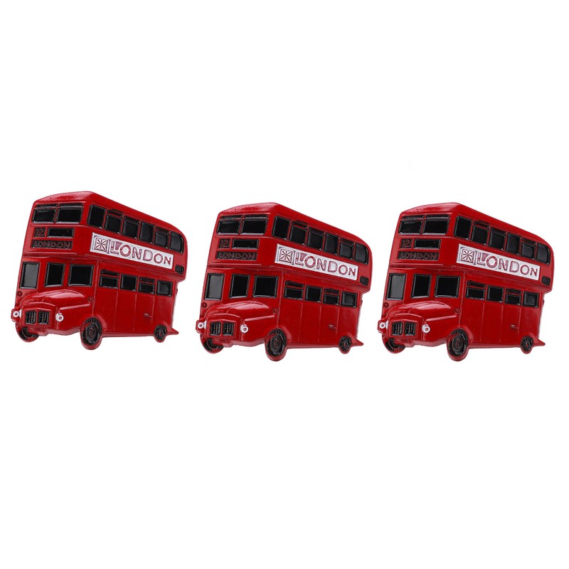 3Pcs Bus Fridge Magnet Red Bus Design Bright Colors Magnetic
