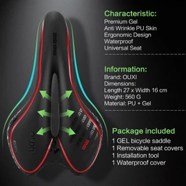 OUXI Comfort Bike Seat Comfortable Gel Bicycle Saddle Replacement Soft Padded with Shock Absorbing Waterproof for MTB Mountain Bike Road Bike Exercise Bike Men Women and Ladies-Red