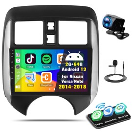 UNITOPSCI 2G+64G Android 13 Car Radio for Nissan Versa Note 2014-2018 Wireless CarPlay Android Auto, 9 Inch 1080P Bluetooth Touch Screen Car Stereo, GPS/WiFi/FM/RDS/28 UI + AHD Backup Camera/SWC/MIC