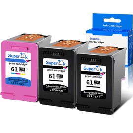 SuperInk High Yield Remanufactured Ink Cartridge Compatible for HP CH563W CH564W 61XL 61 XL 61 (Black Tri-Color, 3-Pack)