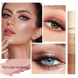 2PCS Glitzer Lidschatten Stift, 5 in 1 Matt Eyeshadow Stick Wasserfest, Creme Lidschattenstift Eyeliner, Lidschatten Stick Shimmer Langanhaltend Makeup