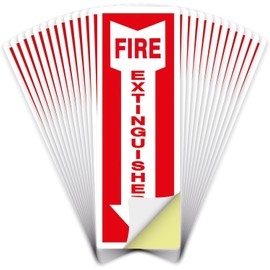 OLANZU Pack of 50 Fire Extinguisher Stickers 4"x 12"- 5 Mil Vinyl - Fire Extinguisher Signs with Arrow- Durable Self Adhesive, Weatherproof and UV Protected-Ideal for Office, Home and Outdoor places