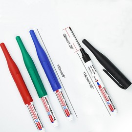 ZAAWUUT 4-Pack Deep Hole Marker Pens,32mm Deep Reach Marker,Long Nose Marker with Pocket Clip for Carpenter Builder Construction Home Decoration (4 Colors)