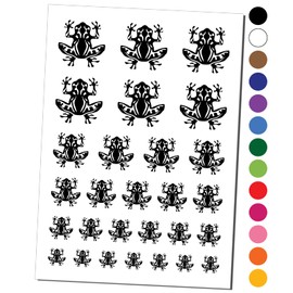 Tribal Frog Temporary Tattoo Water Resistant Fake Body Art Set Collection - Black (One Sheet)