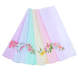 6 Pack Ladies Handkerchiefs Soft Cotton Women Handkerchief Vintage Elegant Flower Embroidered Hankies Womens Lace Square Floral Handkerchiefs for Wedding Afternoon Tea Party