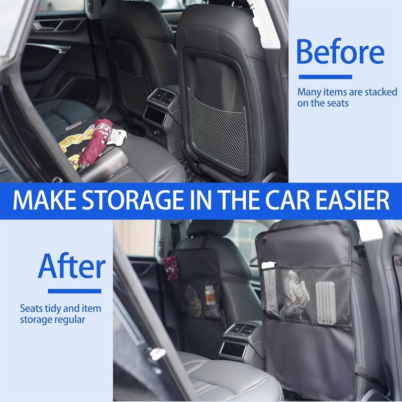 2Pack Waterproof Back Seat Cover for Kids, Durable Kick Mats