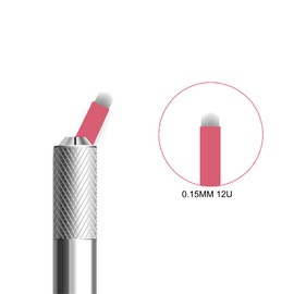 50pcs Pink Disposable Semi-Permanent Eyebrow Needles Blades 0.15mm Nano Needles for Tattoo Manual Pen Availalbe Sizes 12F, 14F, 16F, 18F, 21F, 12U, 14U, 16U, 18U, 21U (0.15mm 18U)