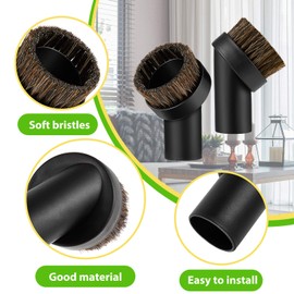 Honoson Honoson 2 Pack Vacuum Brush Attachment Round Dust Brush Bristle Cleaner Attachment 1-1/4 Inch Black Replacement with 1.25 to 1.37 Inch Vacuum Hose Adapter Tool for Standard Hose