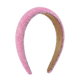 LSYJING Glitter Sequin Girly Headband Girly Non-slip Pink Headband Fashion Thickening girly Headband Glitter Girly Frog pouch Headband Wedding party Hair accessory pink