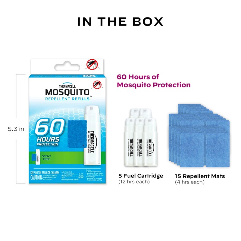 Thermacell Mosquito Repellent Refills, 60-Hour Pack; Contains 15 Repellent Mats,