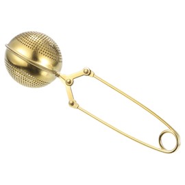 sourcing map 1 Pcs Ball Snap Tea Ball Infuser with Handle, Loose Tea Steeper, Stainless Steel Tea Strainer for Brew Loose Leaf Tea, Gold