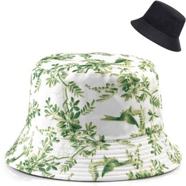 Taidor Unisex Bucket Hat Beach Sun Hat Fishing Hat for Men Women Teens, Reversible Double-Side-Wear, Green and White, One Size