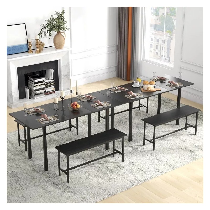 Costway 3PCS Dining Room Table Set Extendable Table Kitchen Table