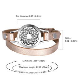 OIDEA Essential Oil Diffuser Bracelet,Stainless Steel Aromatherapy Locket Bracelets Leather Band with 10 Washable Color Pads,Girls Women Mothers Jewelry Gift Set with Gift Box