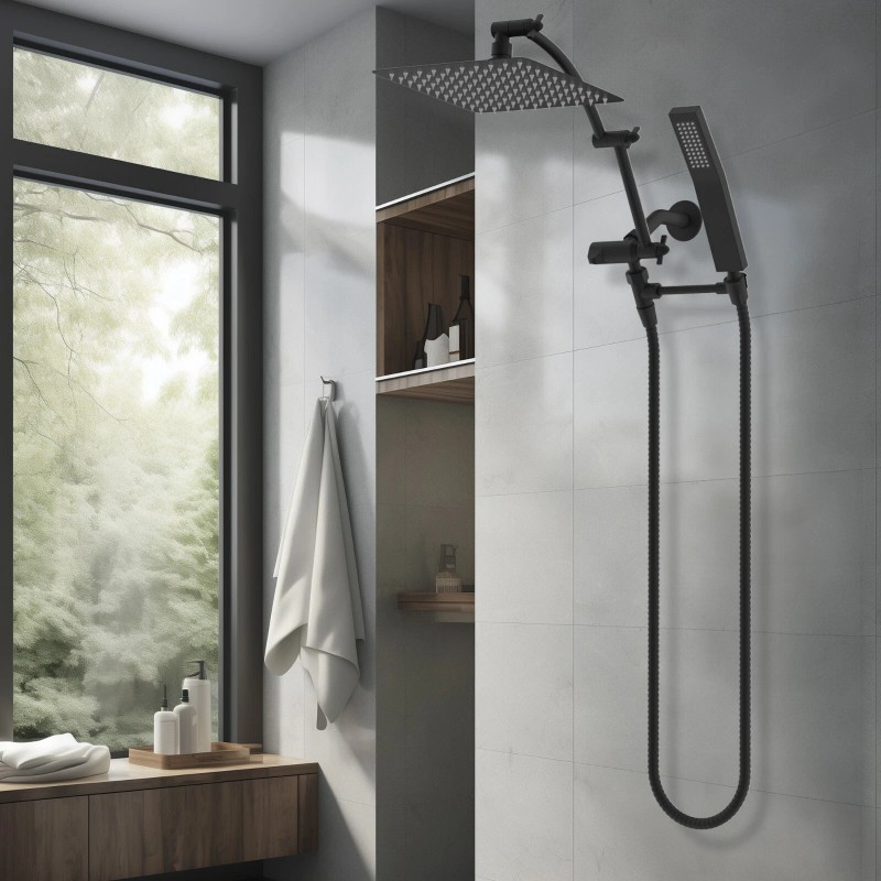 Hibbent All Metal 10'' Rainfall Shower Head Combo,High Pressure Handheld