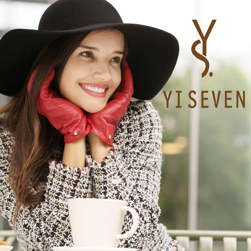 YISEVEN Women's Wool Lined Winter Genuine Leather Gloves Touchscreen Three