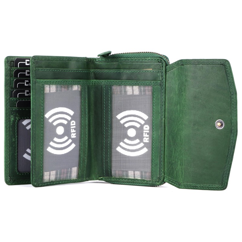 Chunkyrayan P GB-6 Green Madrid Women's Wallet High-Quality Vintage RFID