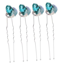 WOONEKY 4 pcs U Shaped Rhinestone Hairpins for Weddings Bridal Hair Accessories Decorative Hair Pins for Women for Engagements Special Occasions