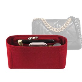 Lckaey 19 Flap Small Bag felt Organizer storage cosmetic bag chain black gold inner Bag Insert 1016red24*7 * 12cm