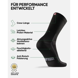 DANISH ENDURANCE Long Cycling Socks, 3 Pairs Cycling Socks, Lightweight Cycling Socks, Breathable & Padded, Unisex, for Men and Women, Multicoloured (3 x black, 2 x white/black), 35 - 38