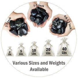 FANTIAN 5 lbs Natural Polished Black River Rocks, 1-2 inch Decorative Pebbles for Indoor Plants. Black Stones for Planters, Vase, Garden Landscape Rocks and Outdoor Decorative Stones