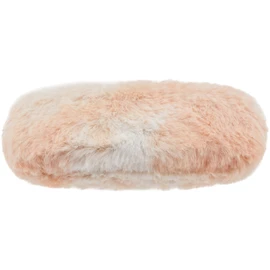 2119-01 Glasses Case, Cute, Colorful, Boa, Mofumofu, Metal, Hard Case, Cream, Orange