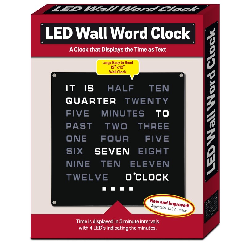 Tech Tools LED Word Clock - Displays Time as Text
