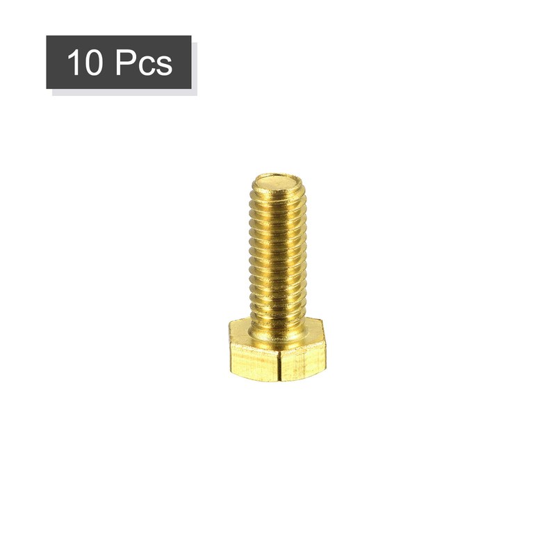 uxcell Brass Hex Bolts, M6x16mm 10pcs Fully Thread Grade 4.8