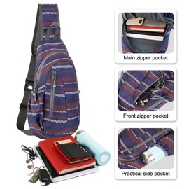 TITECOUGO Small Sling Bag Lightweight Crossbody Bag for Easter Gifts Women Men Hiking Backpack Travel Shoulder Bag Chest Daypack for Gym Work Outdoor Sports Mix-stripe Pattern