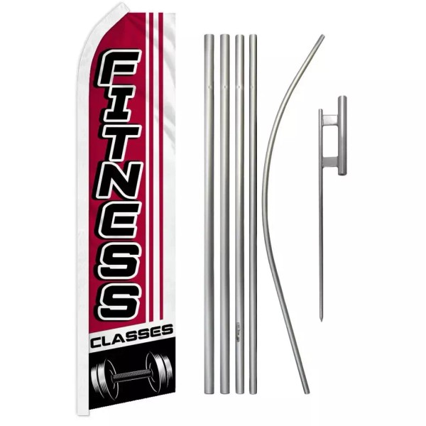 Unbranded Fitness Classes Swooper Advertising Flag & Pole Kit
