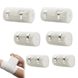Pack of 6 Elastic Bandage Elastic Bandage Compression Bandages Elastic Bandage with Metal Clips Stretched Air Permeable for Wrists Ankle Knee for Sprain Injuries